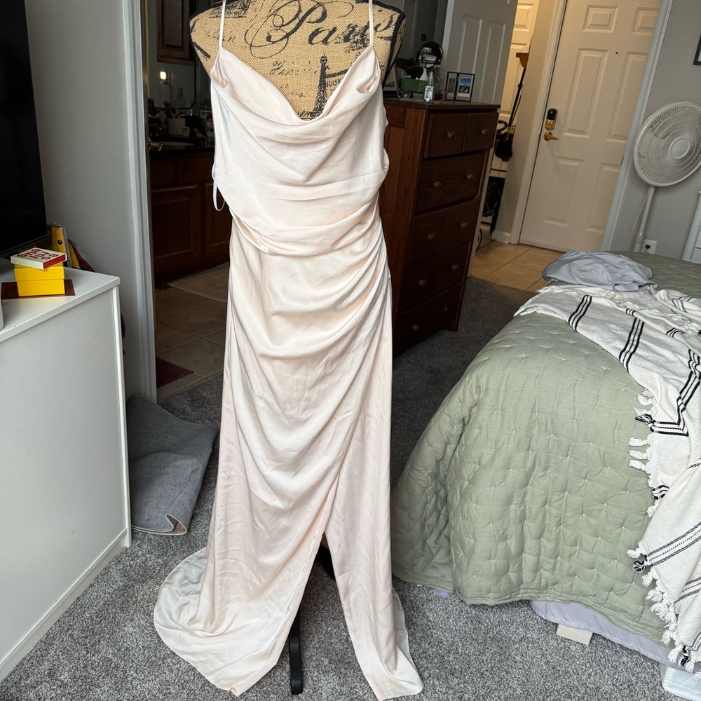 Birdie Grey Lydia Matte Satin Champagne Gown